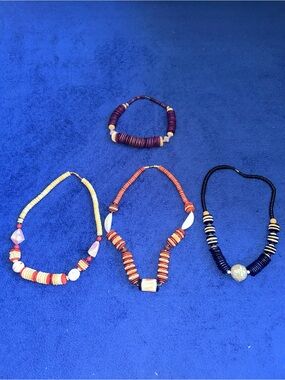 Vintage African Style Heishi Beaded Necklace Lot 4 Multicolor Boho Tribal 19”-26